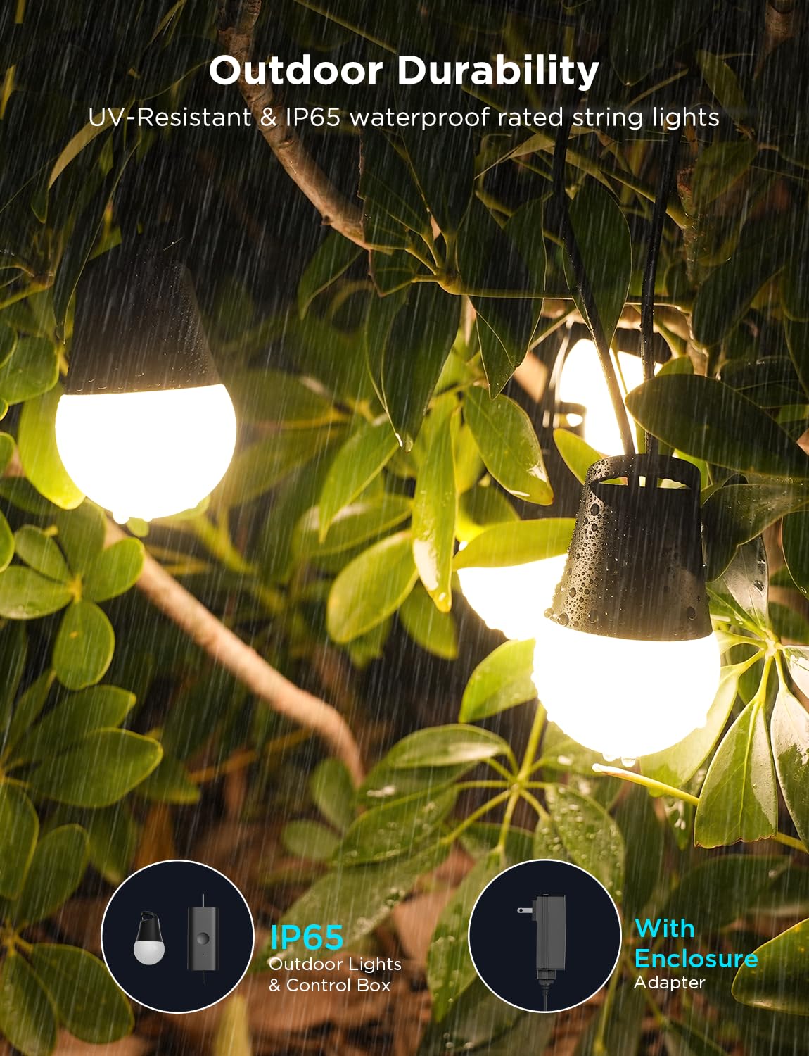 Open-Box New Govee Smart 144ft Dimmable LED RGBICW Alexa - Outdoor String Lights