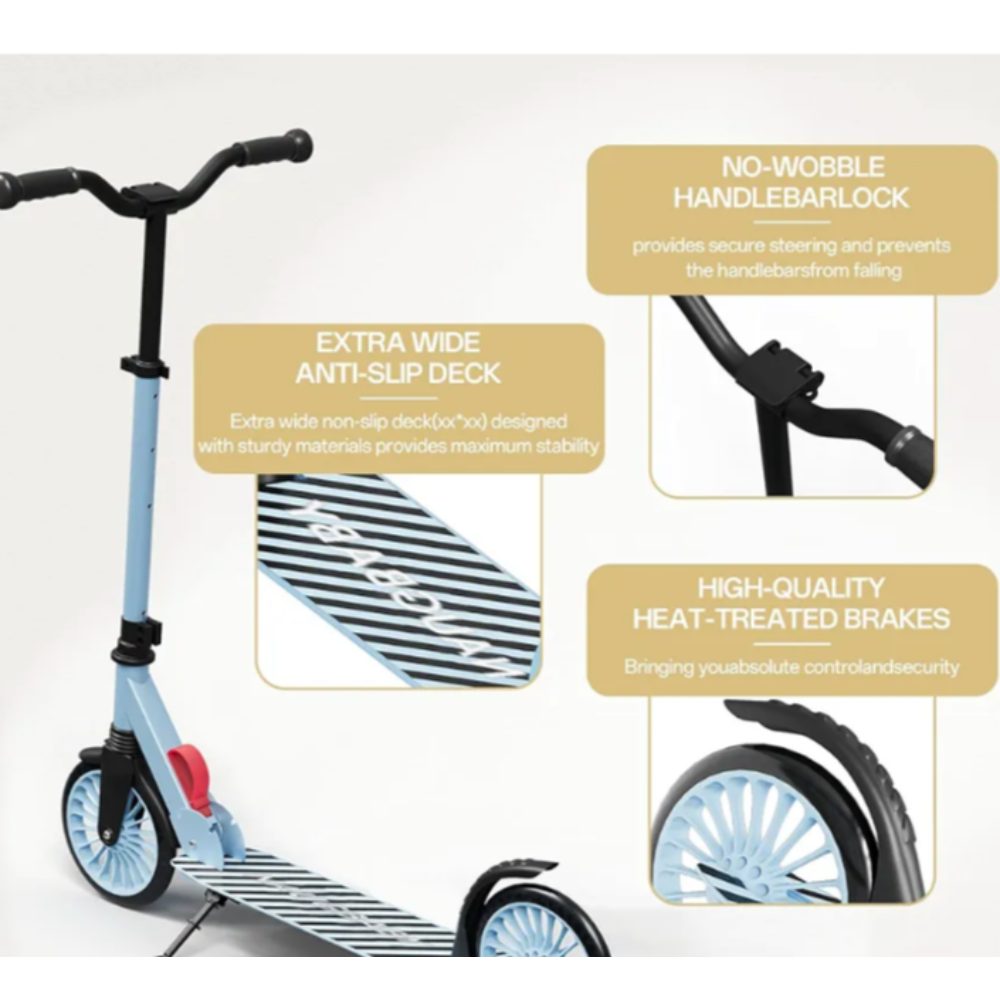 Folding Kick Scooter for Kids Adults Adjustable Height Blue