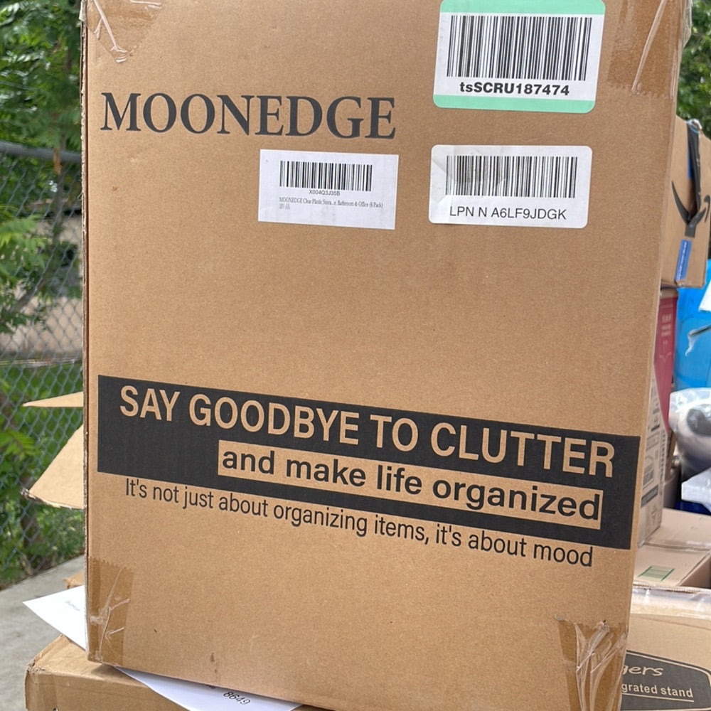As-Is MOONEDGE Large Clear Plastic Storage Bins 6-Pack 12x8x6 Retail $47.00