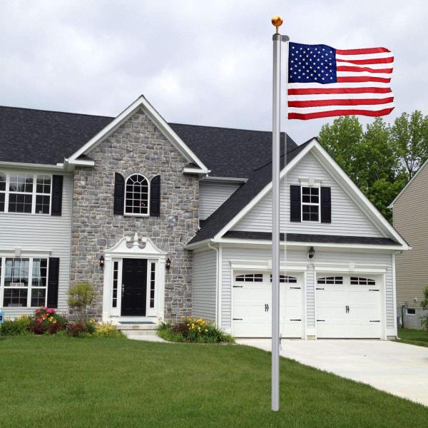 Flag Pole for Outside In Ground, 25FT Sectional Flag Pole Kit, Extra Thick 14 Gauge Heavy Duty Aluminum Flagpole, Outdoor Flag Poles with 3x5 American Flag for Yard, Residential or Commercial Retail $79.00