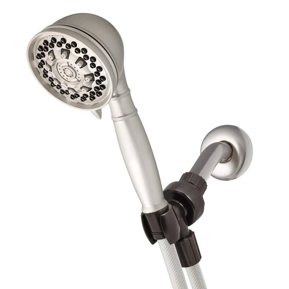 New Waterpik XAT-649E 6-Setting Handheld Showerhead Nickel
