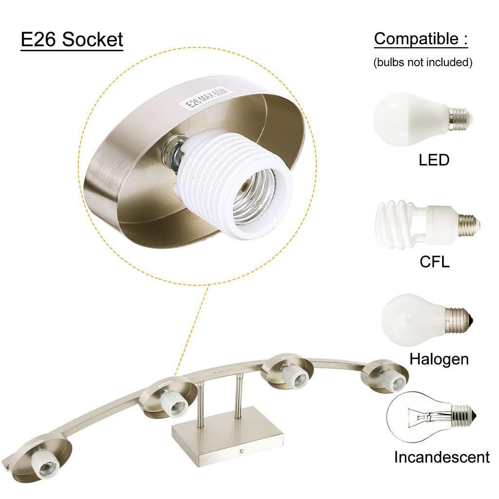 As-Is New Dosoty 4-Light Brushed Nickel 31.5 Vanity Light Fixture Retail $99.00