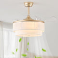 YMKSKJ 42" Retractable Fandelier Ceiling Fan with Light, Boho Chandelier Ceiling Fan with Remote, 6 Speeds Reversible for Bedroom Living Room (Gold) Retail $168.00