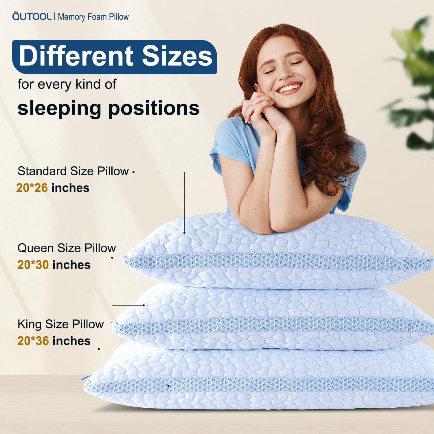 Open-Box New QUTOOL Enhanced Cooling Shredded Memory Foam Queen Pillows Set of 2