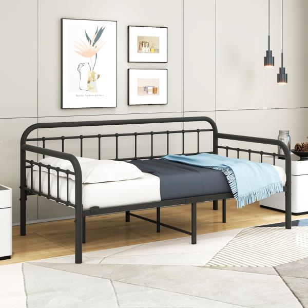 Metal Twin Daybed Frame Black Sanded 78.35L x 40.16W x 35.63H
