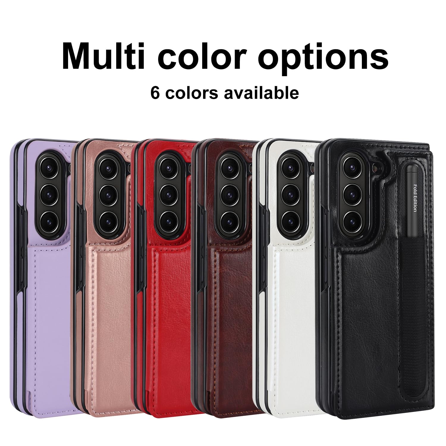 Samsung Galaxy Z Fold 5 Leather Wallet Case with Card  S-Pen Holder Kickstand - Rosegold