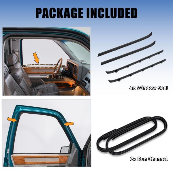Front Door Window Weatherstrip Kit for GMC CK Series Jimmy Suburban and Chevy CK Blazer