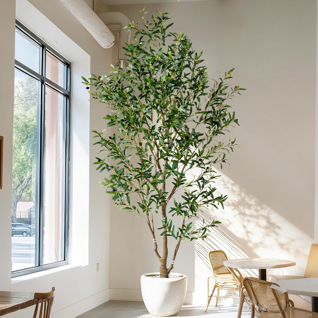 ft Faux Olive Tree with White Pot and Moss Realistic Artificial IndoorOutdoor Plant $134.25 Retail $179.00