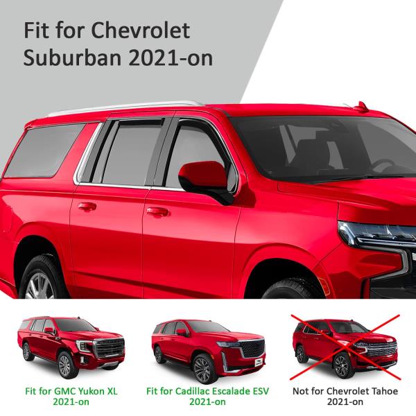 In-Channel Rain Guards for Chevrolet Suburban GMC Yukon XL Cadillac Escalade ESV 2021-2026