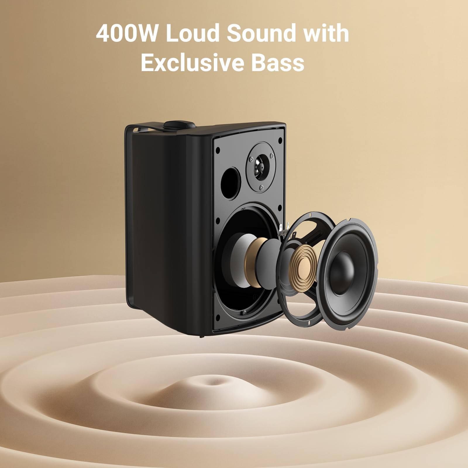 STUDIOFINIX 6.5 Inch Outdoor Speakers Waterproof Wired 400W Wall Mount Speakers Passive, Suitable use for Indoor, Patio,Covered Deck,Porch,Pool Side (Black) Retail $125.00