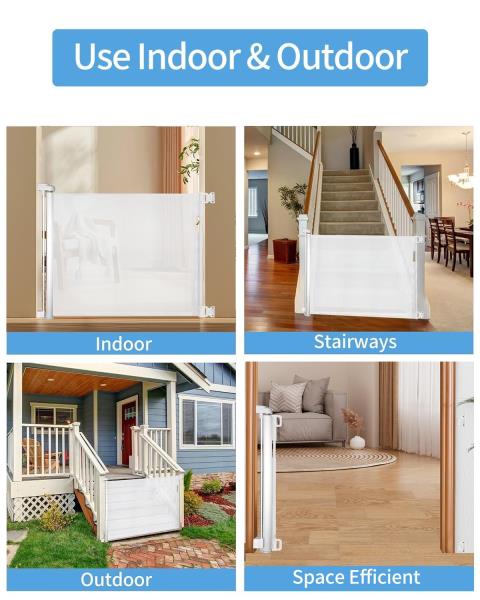 Retractable Baby Gate for Doorways and Stairs Mesh Safety Gate 33.6 Tall Expands to 55 Wide