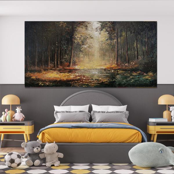 Large Canvas Wall Art Yellow Forest Landscape 29x58