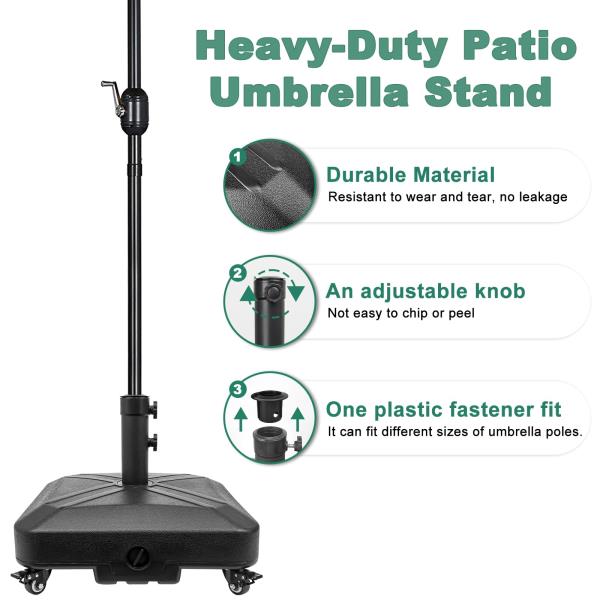 Patio Umbrella Base Heavy Duty with Wheels 125lb Capacity 18.9 x 18.9 x 6.3