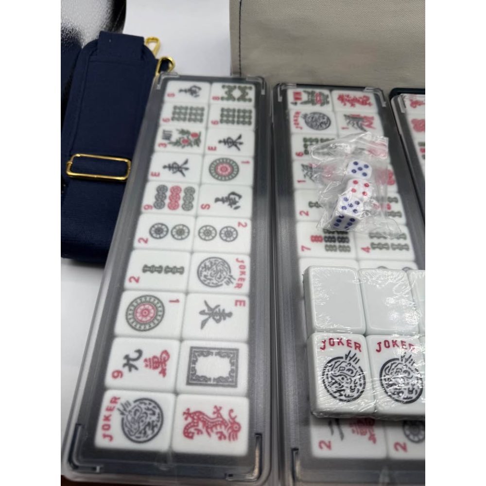 Complete Mahjong Set with Carrying Bag - Navy and Beige Retail $99.00