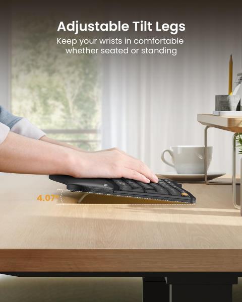 ProtoArc EK01 Plus Backlit Bluetooth Ergonomic Keyboard, Full Size, Black Retail $74.00