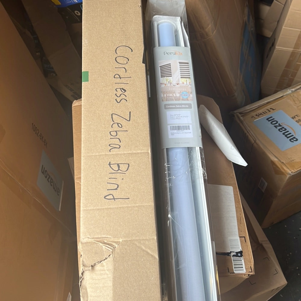 Cordless Zebra Dual Layer Light Filtering Blinds 30 W x 72 H White
