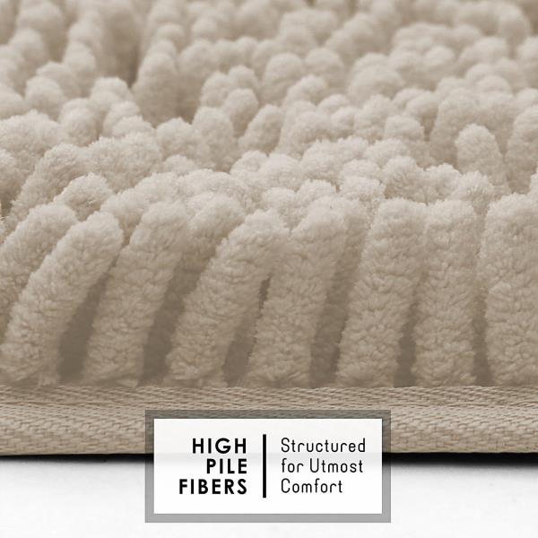 Chenille Bath Mat 26 x 44 Inches Beige Non-Slip Machine Washable