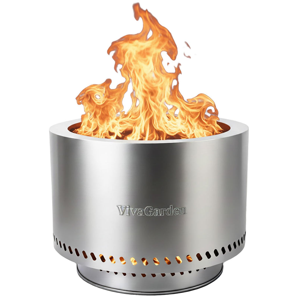 Open-Box New Vivagarden 19.5 Smokeless Wood Burning Fire Pit with Carry Bag Retail $85.00