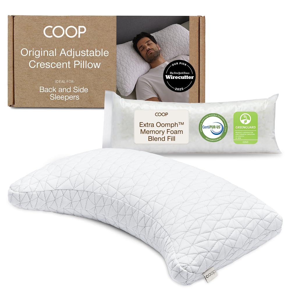 Open-Box New Coop Home Goods Original Crescent Adjustable Queen Pillow for Back  Side Sleepers Retail $79.99