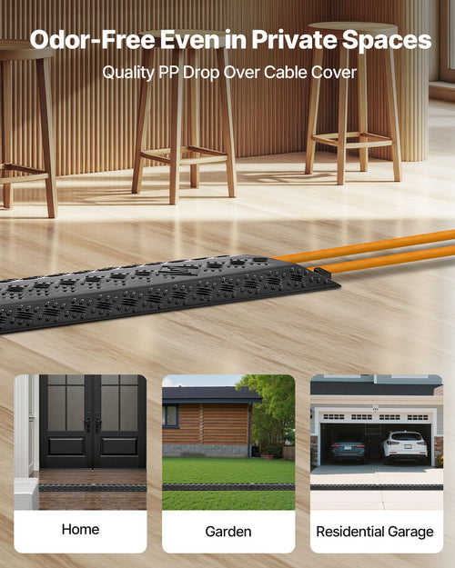 Black 2-Channel Cable Protector Ramp 38.3 Inches 17500 lbs Load Capacity