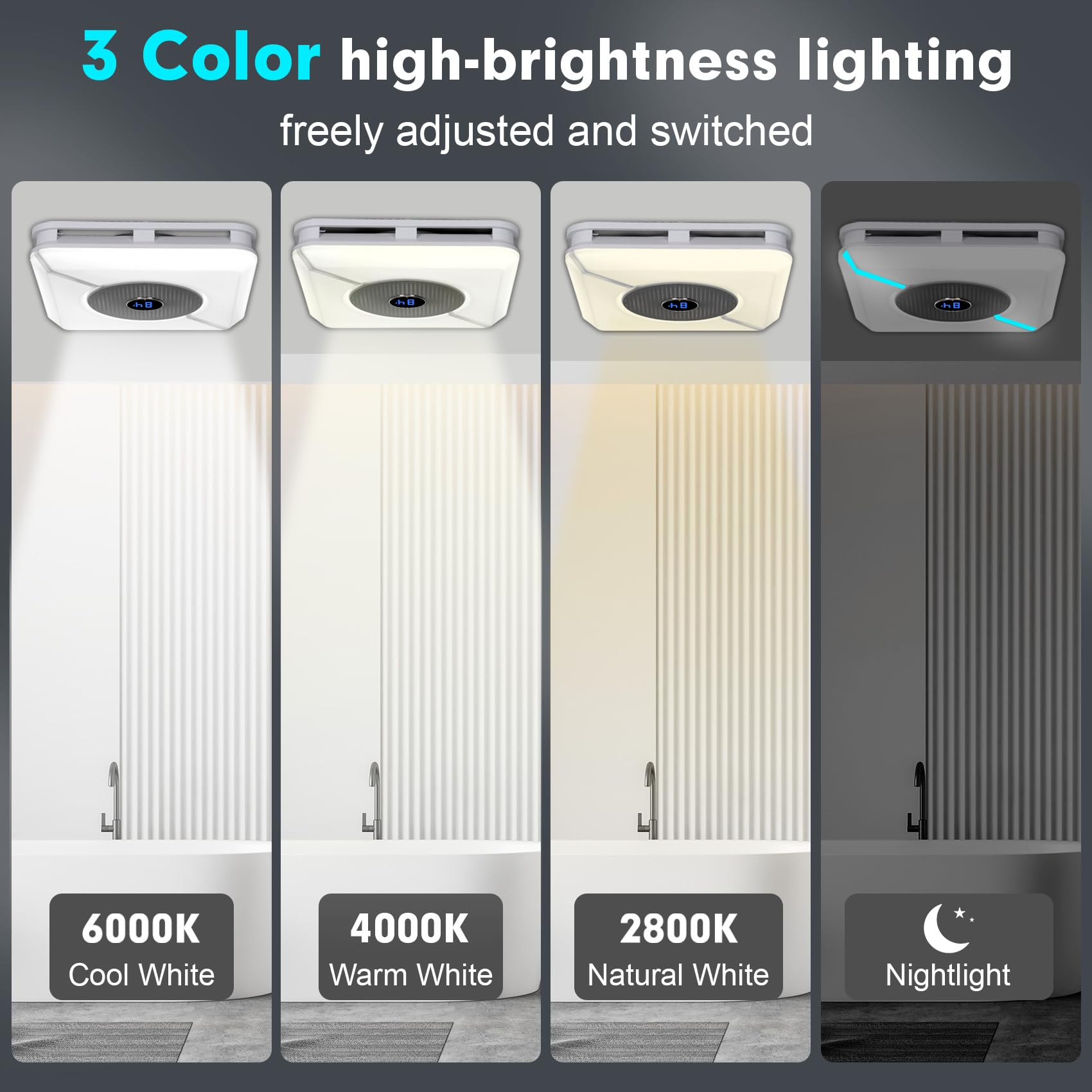 Open-Box New Chaoos weneoo 230 CFM Quiet Bluetooth Bathroom Exhaust Fan with RGB LED Light