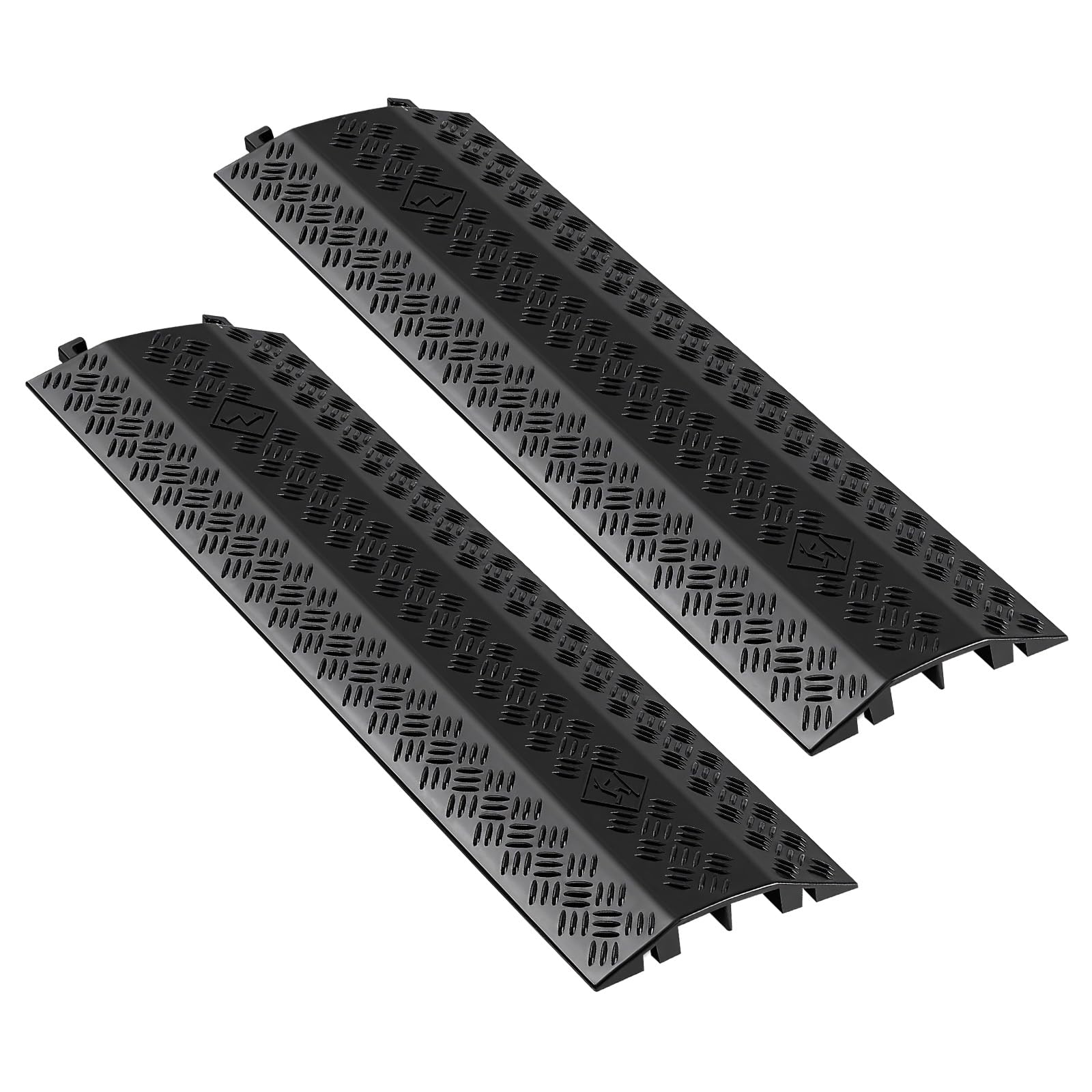 Black 2-Channel Cable Protector Ramp 38.3 Inches 17500 lbs Load Capacity