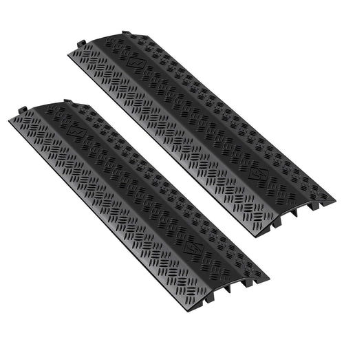 Black 2-Channel Cable Protector Ramp 38.3 Inches 17500 lbs Load Capacity