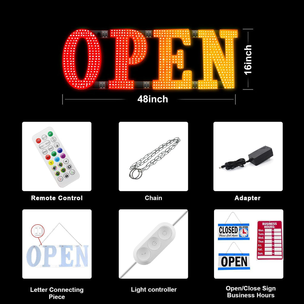 Open Box Lemon Nova 48x16 LED Open Sign w Smart App  Remote Control