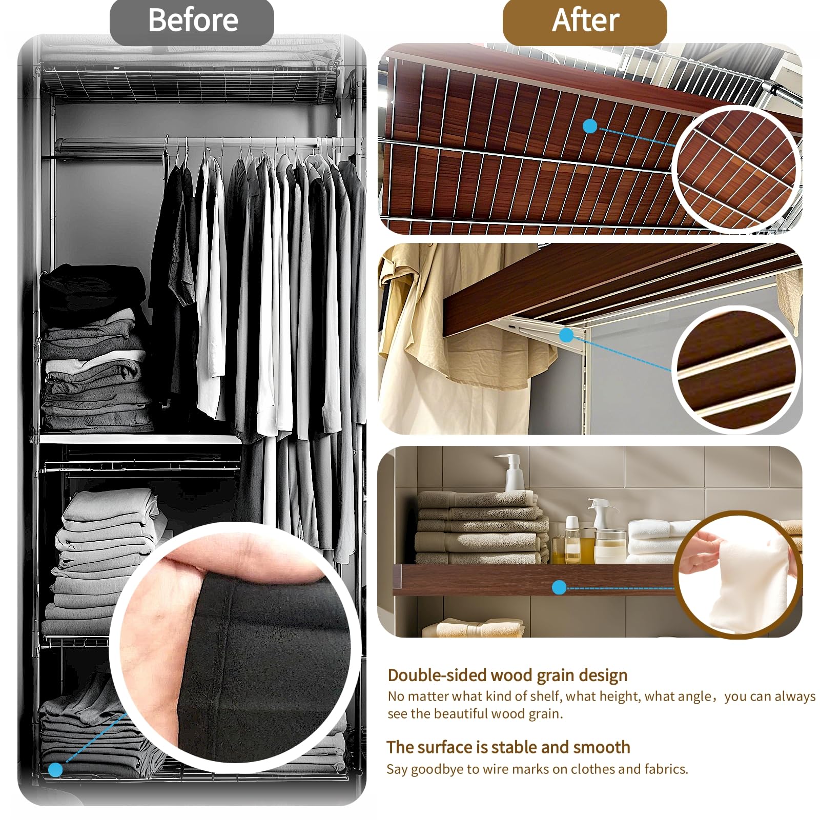 Wire Shelf Covers 16x12 Walnut PVC 4 Pcs Set - $36.75
