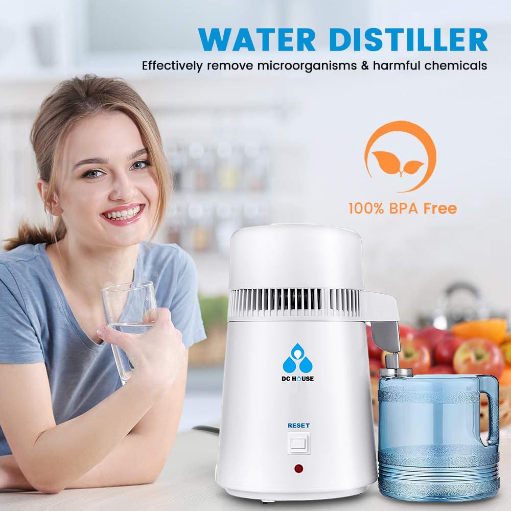 White 4L 750W Stainless Steel Water Distiller Machine