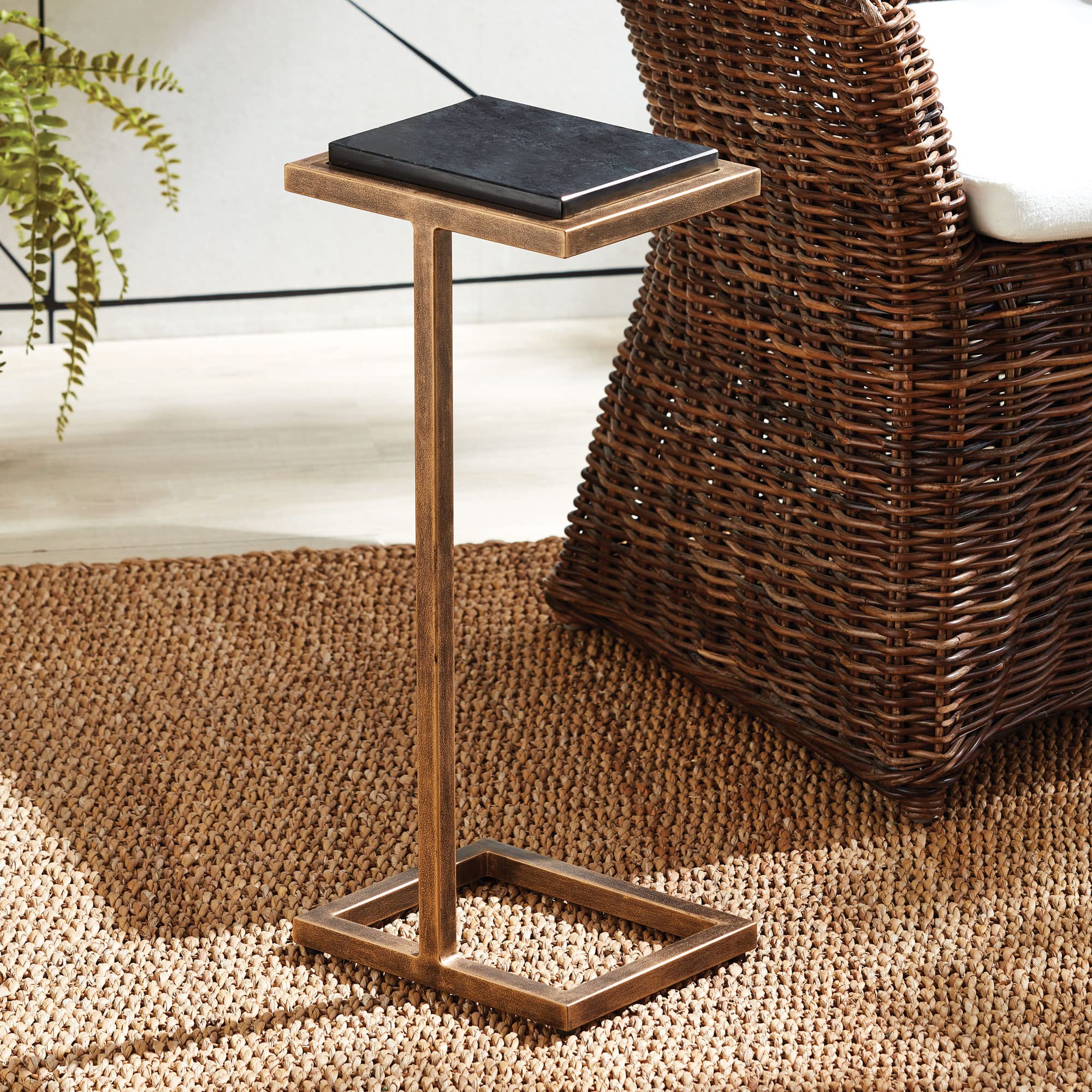 Open-Box New Napa Home  Garden Winston Accent Table - Black IronMarble End Table