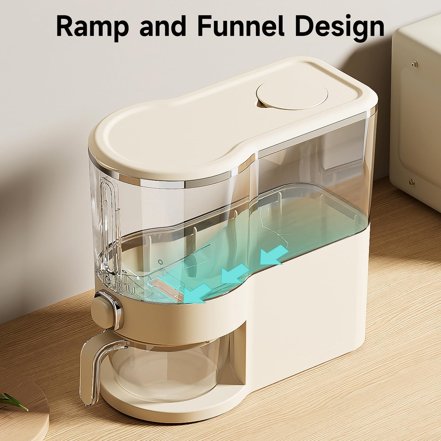 Cream White 22 Lb Airtight Rice Dispenser with Measuring Cup  Pest Prevention Box Retail $30.00