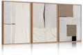 New LHIUEM Large Abstract Neutral Framed Canvas Wall Art Set 24x36x3 Mid-Century Style. Retail $116.00