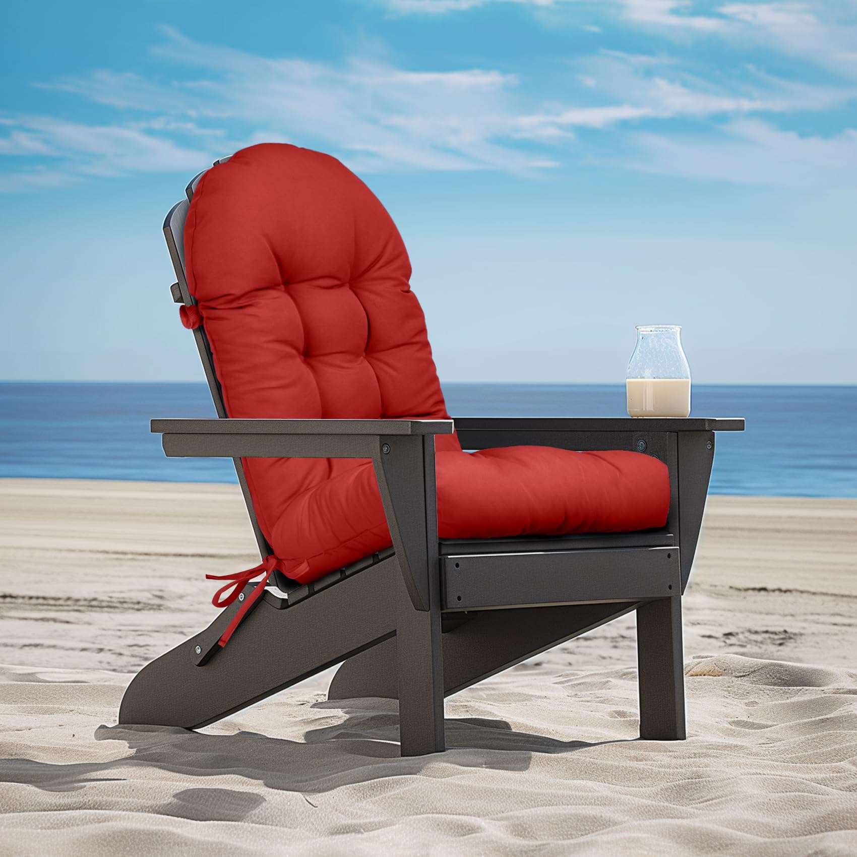 Outdoor Adirondack Chair Cushion Waterproof Tufted High Back Patio Seat Pad Red $27.75
