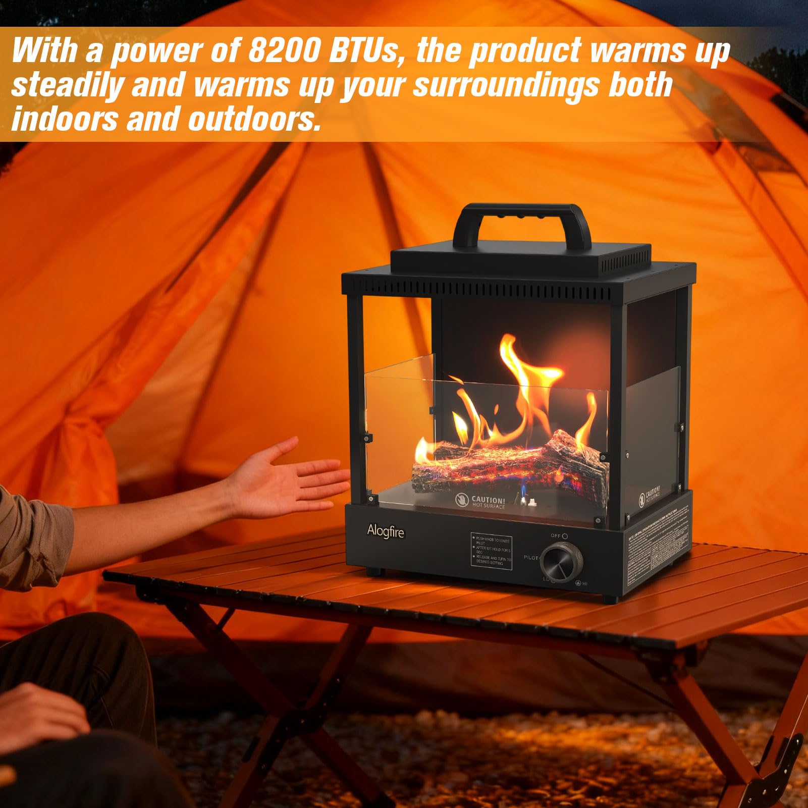 Portable Tabletop Propane Gas Fire Pit 8200 BTU Black