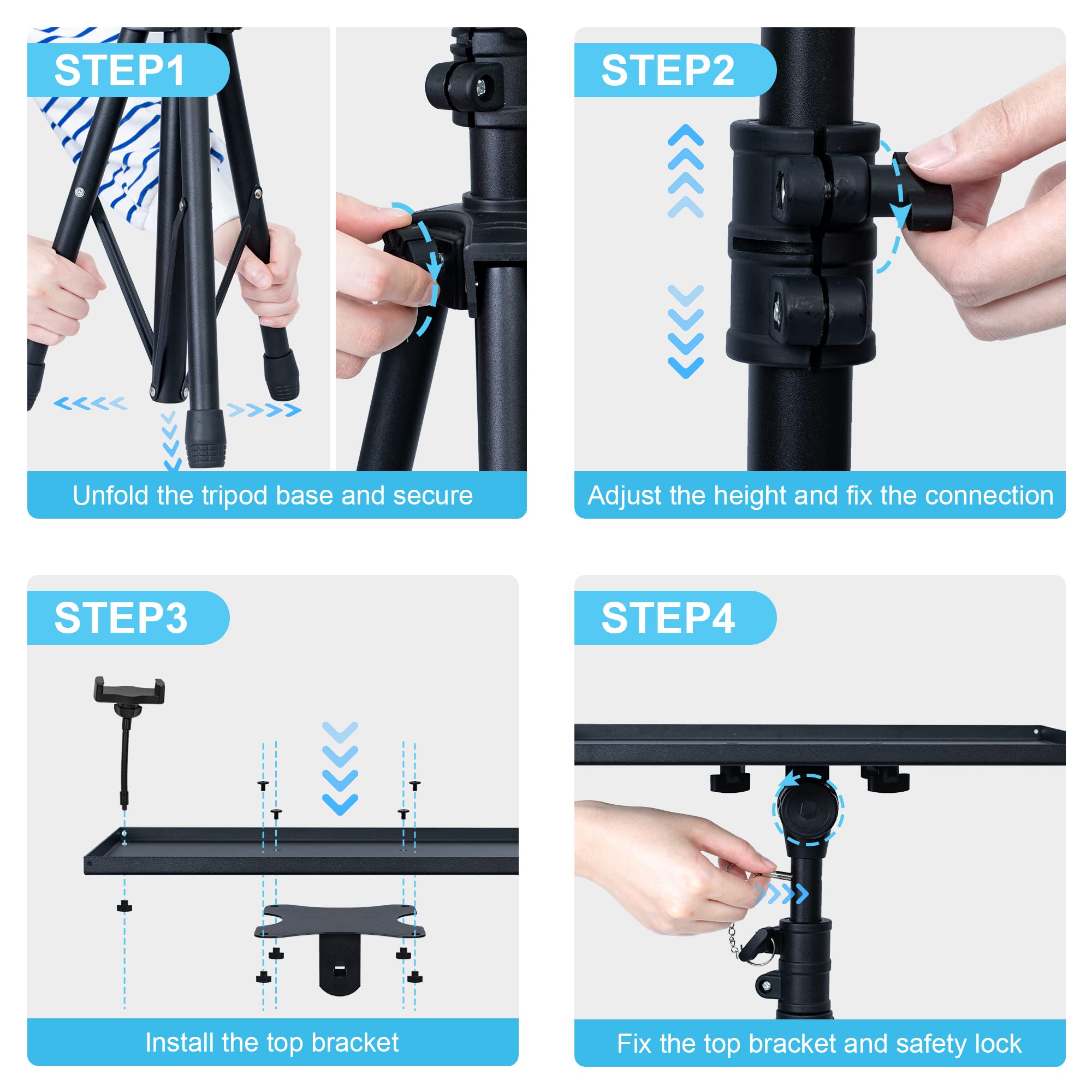 New DECOSIS Adjustable Projector Stand Tripod w Gooseneck Phone Holder Retail $33.00
