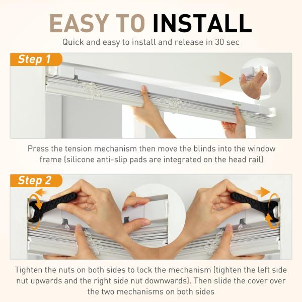 No Drill Mini Horizontal Window Blinds  Shades 35 Wx48 H Cream
