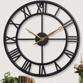 Black 18.5 Inch Metal Quiet Wall Clock with Roman Numerals