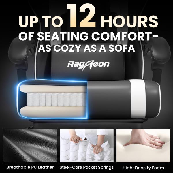 Ergonomic Video Gaming Chair for Adults with Footrest Arctic White