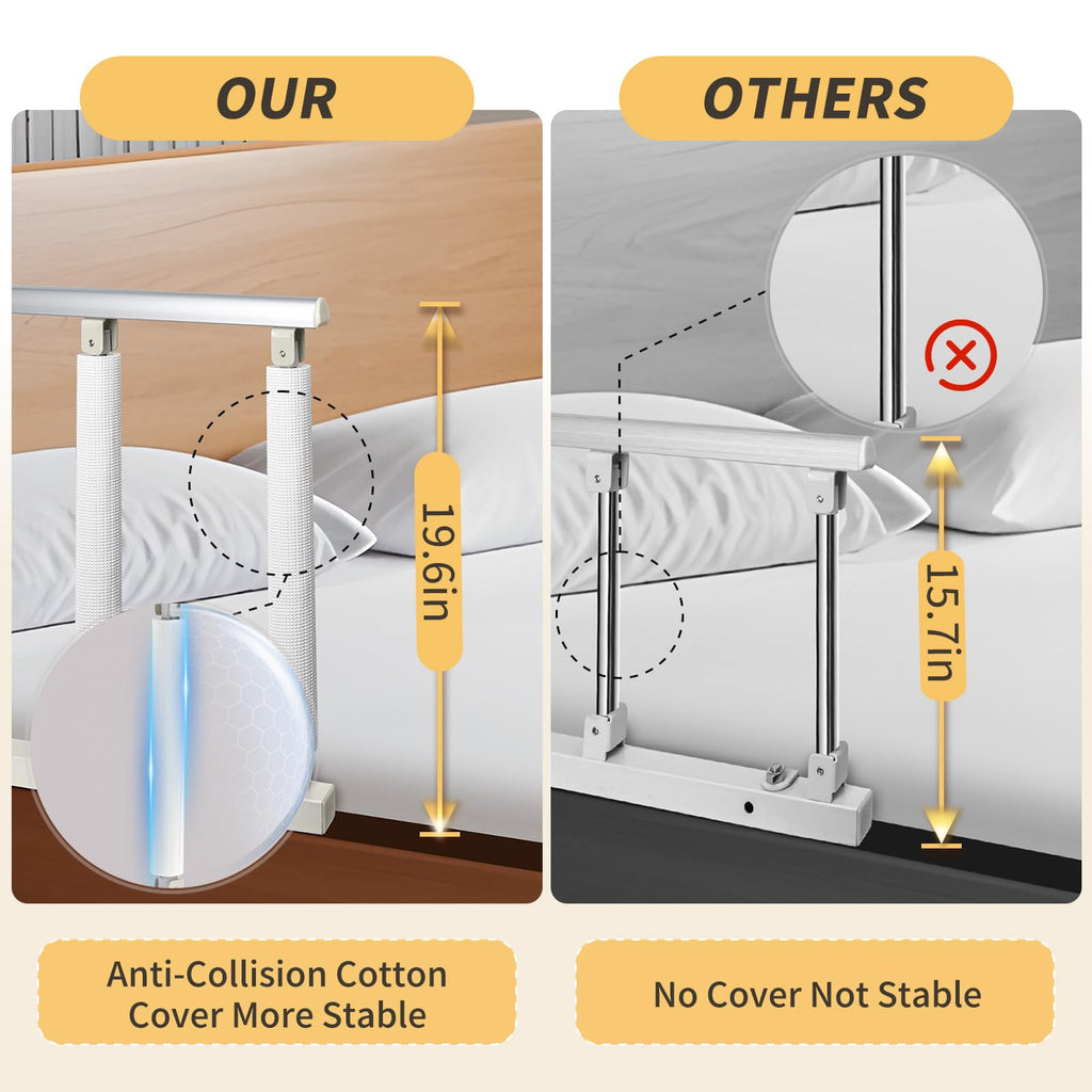 White Folding Bed Assist Safety Rail for Elderly 37L x 20H
