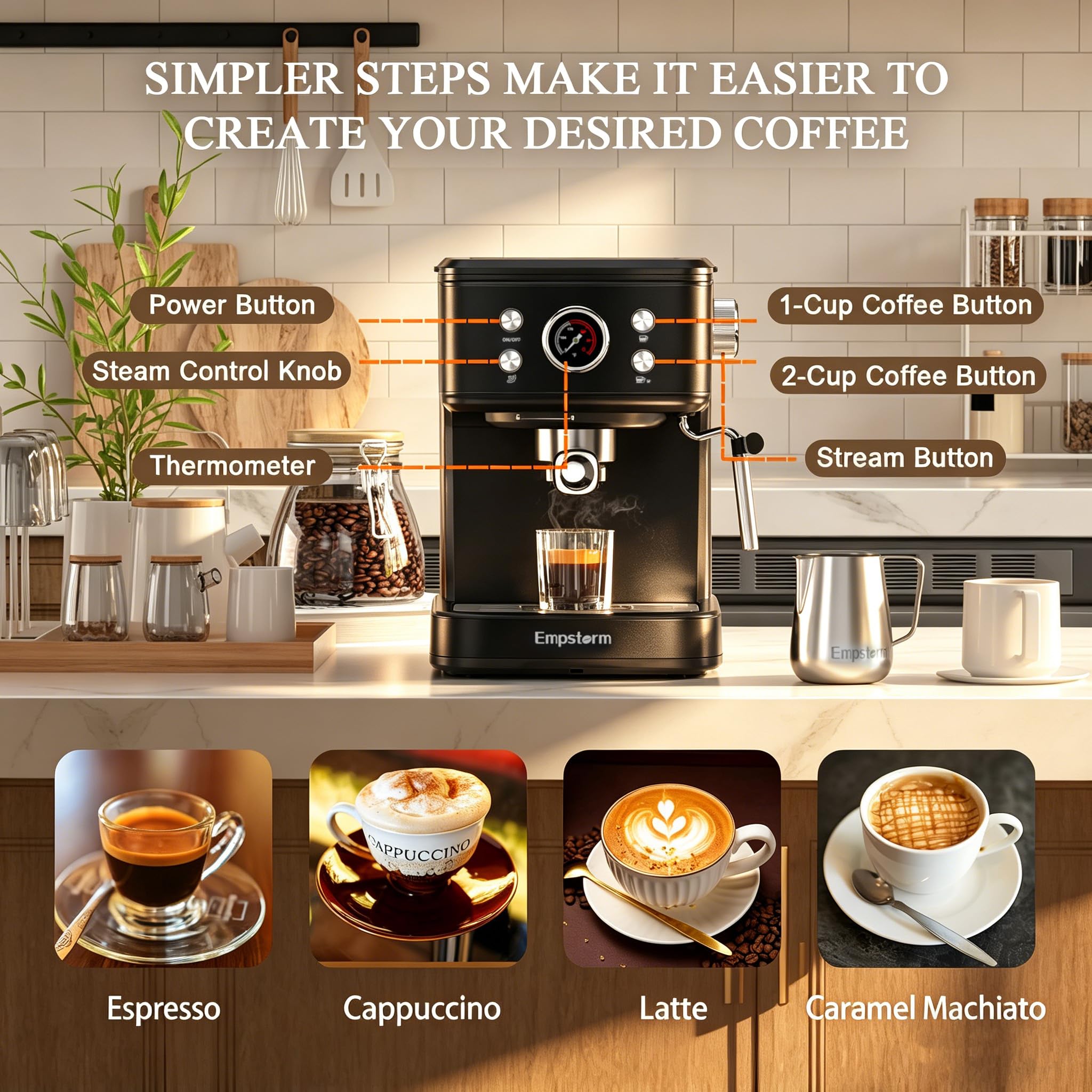 Black 20 Bar Semi-Automatic Espresso Machine with Milk Frother  Nespresso Capsule Brewer