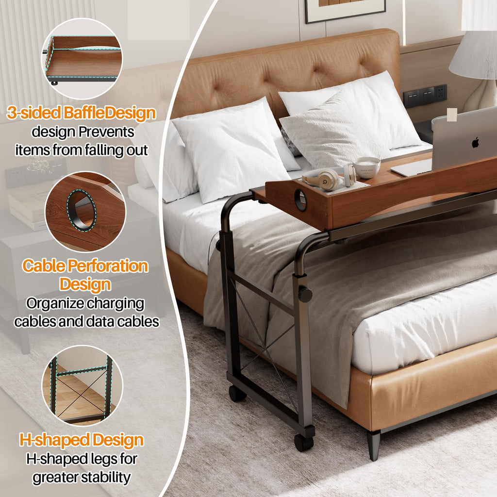 Open-Box New BYMECOST Adjustable Overbed Laptop Desk Oaken for QueenFull Beds Retail $99.99