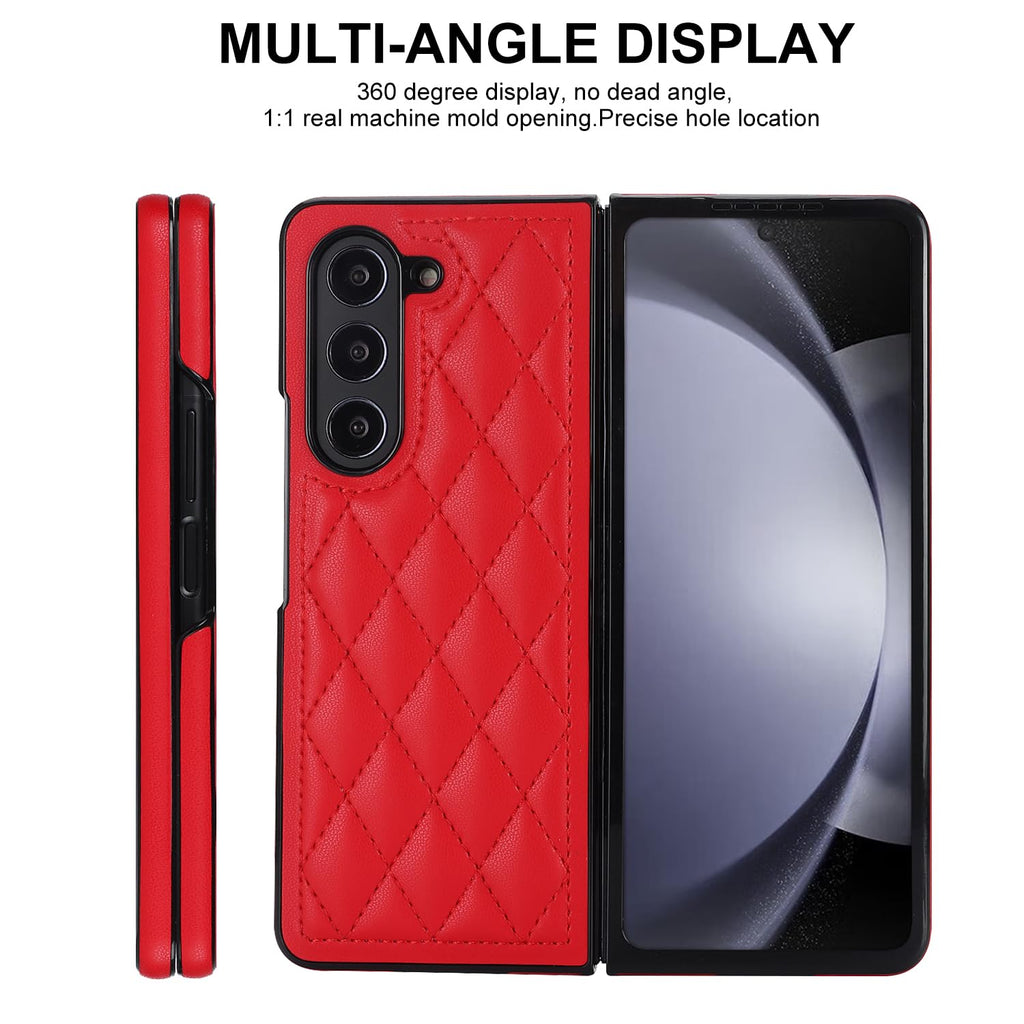 Samsung Galaxy Z Fold 6 Diamond Grain Leather Flip Case - Red