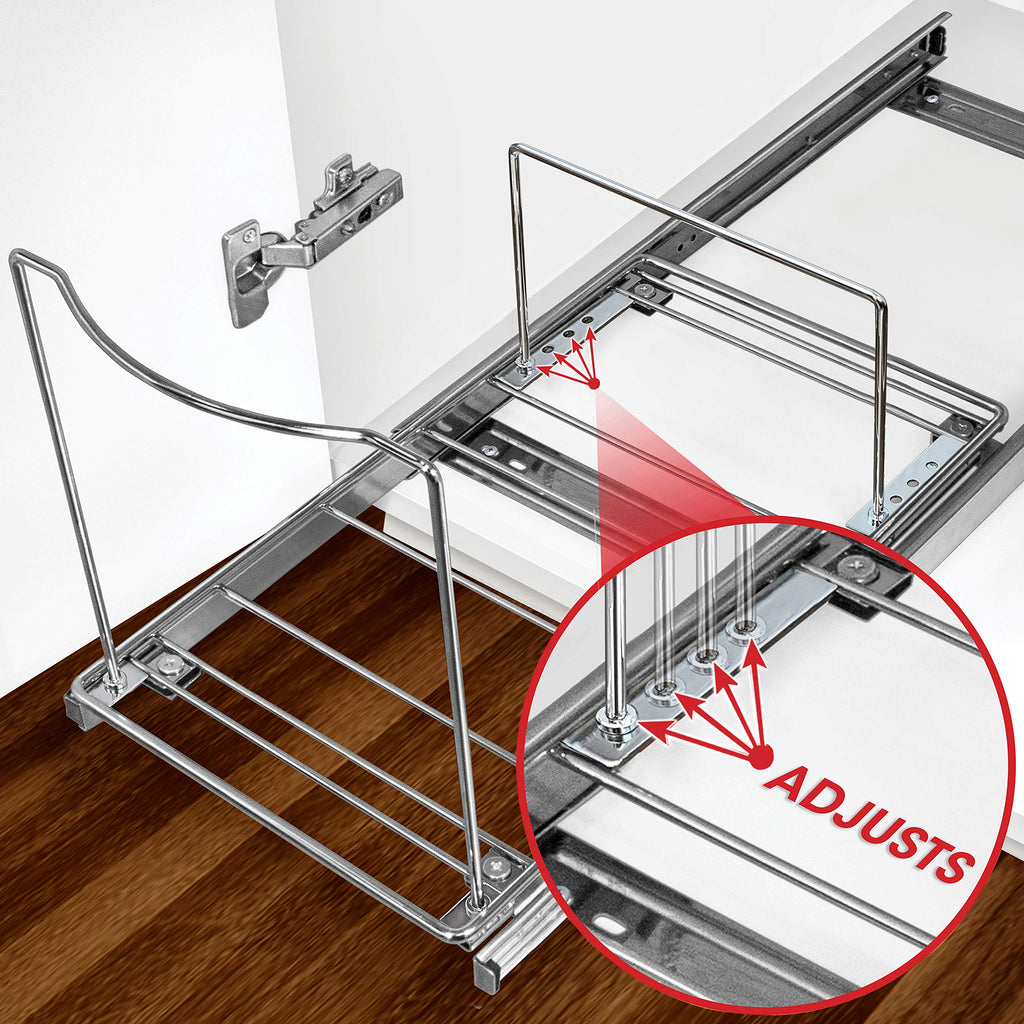 Heavy Duty Pull-Out Trash Can Sliding Cabinet Organizer - Chrome