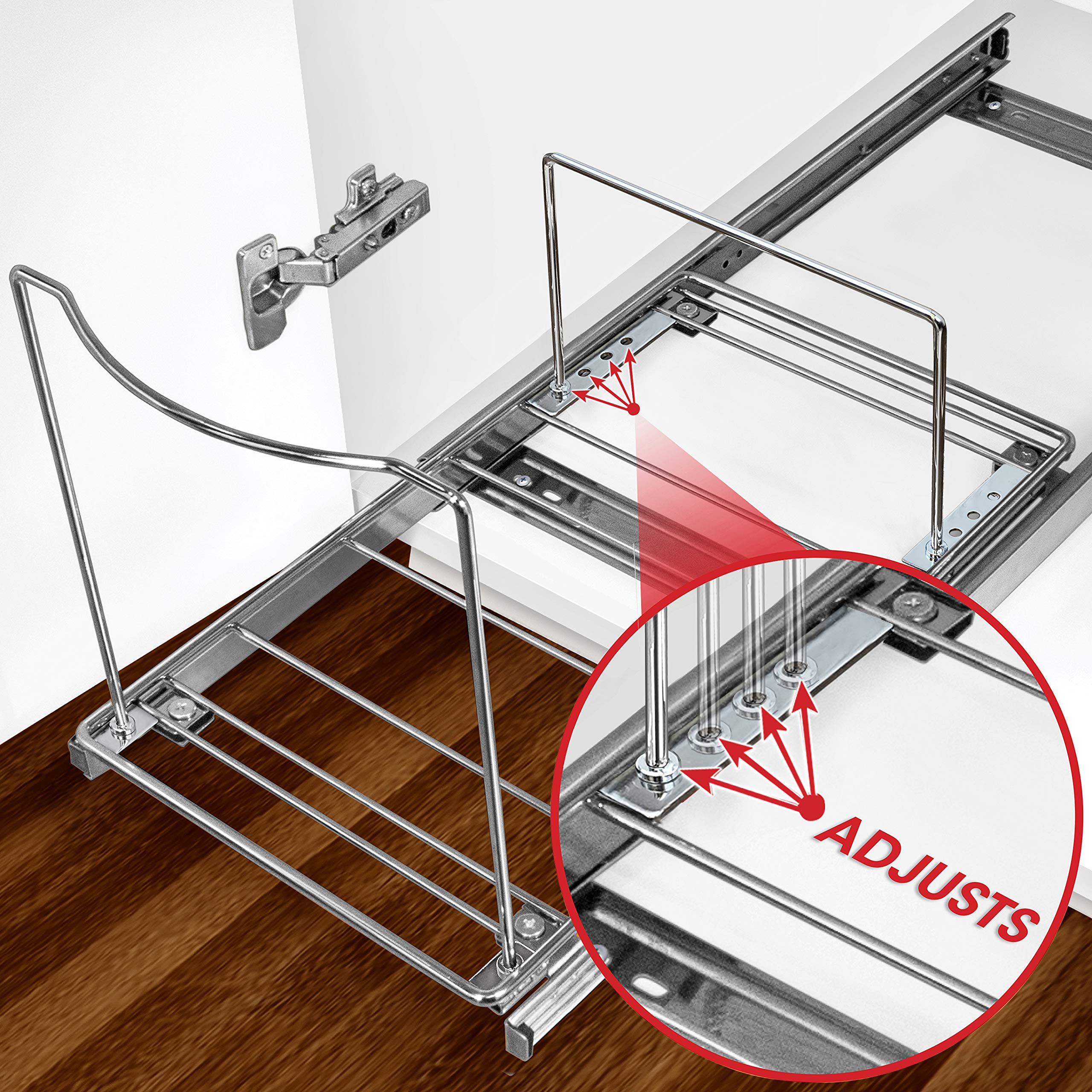 Heavy Duty Pull-Out Trash Can Sliding Cabinet Organizer - Chrome