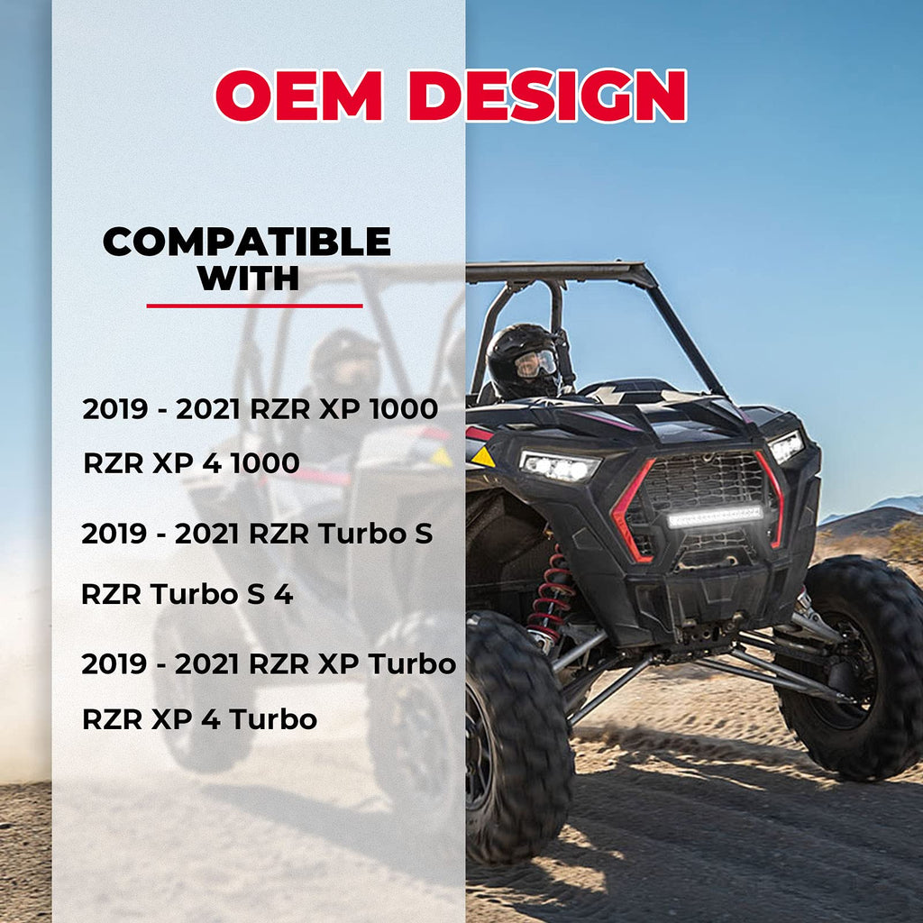 Black Waterproof UTV Front Grill Mesh with LED Light Bar for Polaris RZR XP 1000 2019-2023