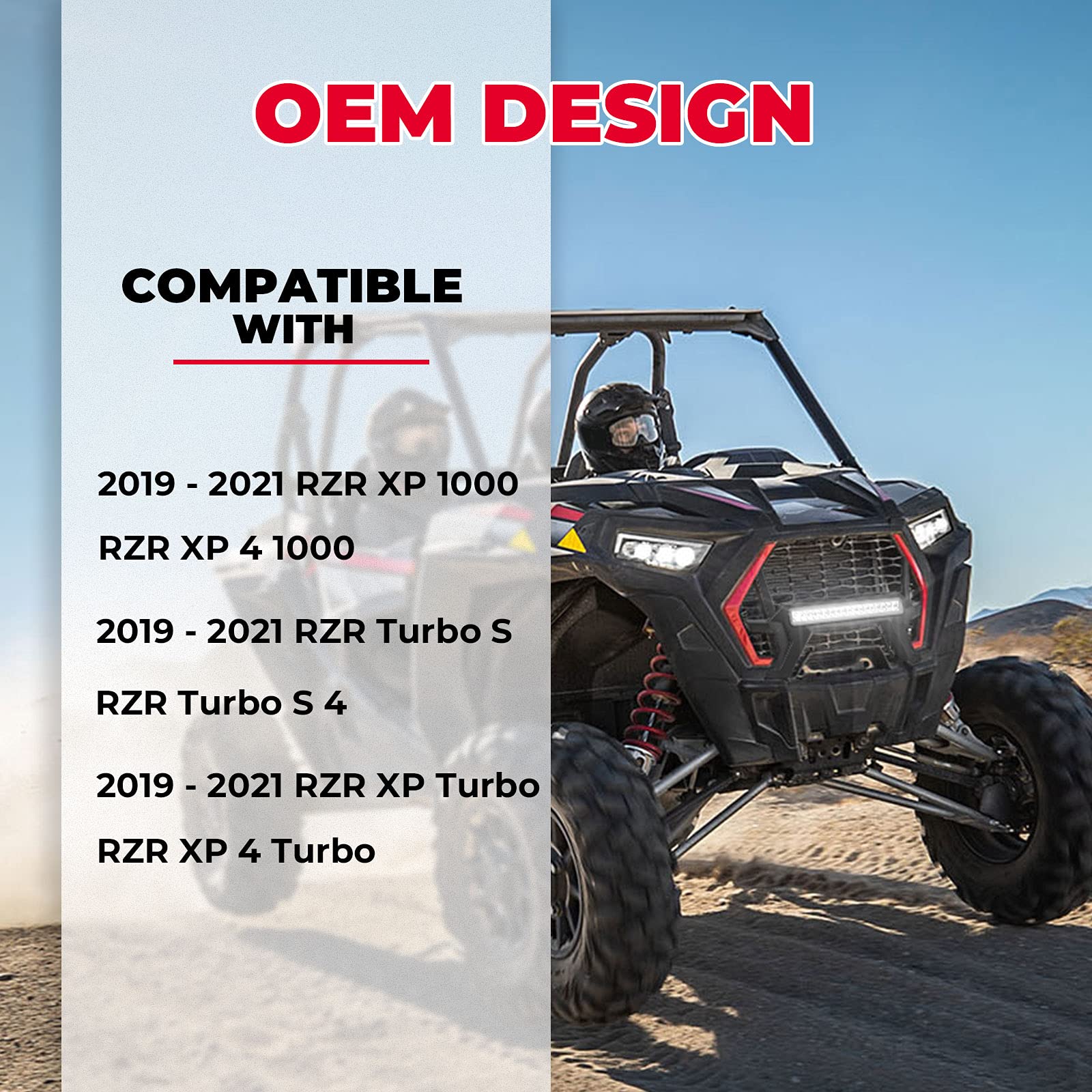 Black Waterproof UTV Front Grill Mesh with LED Light Bar for Polaris RZR XP 1000 2019-2023