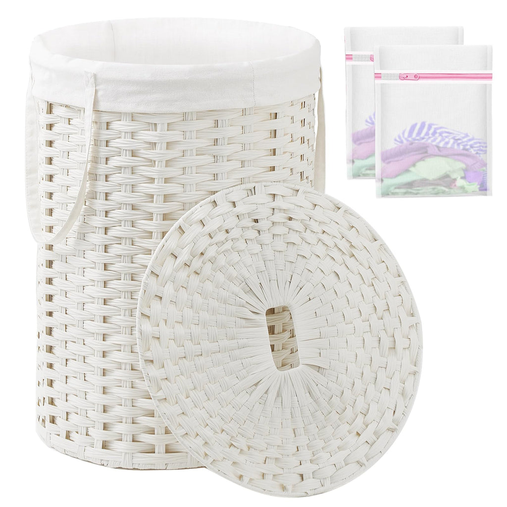 Open-Box New SETVSON Round Rattan 110L Handwoven Laundry Hamper