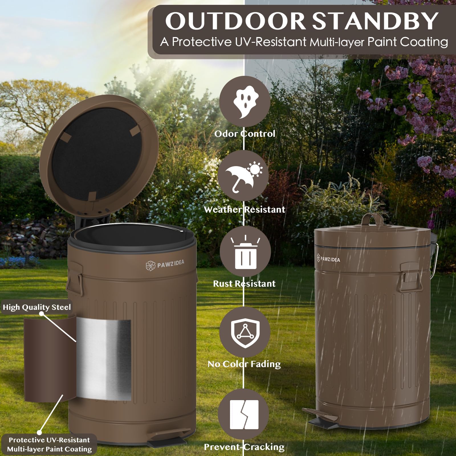 As-Is New PAWZIDEA 3.1 Gal Outdoor Odor Control Pet Waste Trash Can Retail $69.00