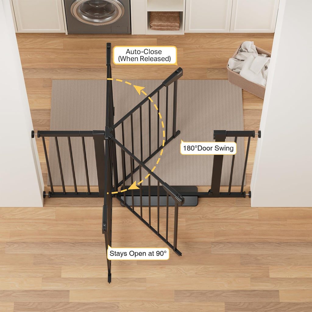 Extra Tall Baby Gate Adjustable 29.7-48 Wide Pressure Mounted Black